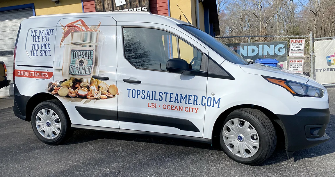 Cargo van graphics for food and catering by Typestries Sign & Digital in New Jersey