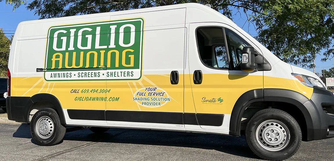 Cargo van graphics for awning and exterior services by Typestries Sign & Digital in New Jersey