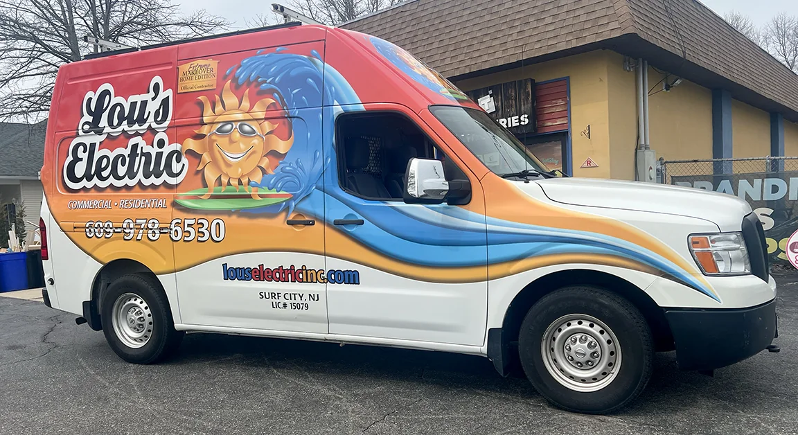 Cargo van graphics for electrical by Typestries Sign & Digital in New Jersey