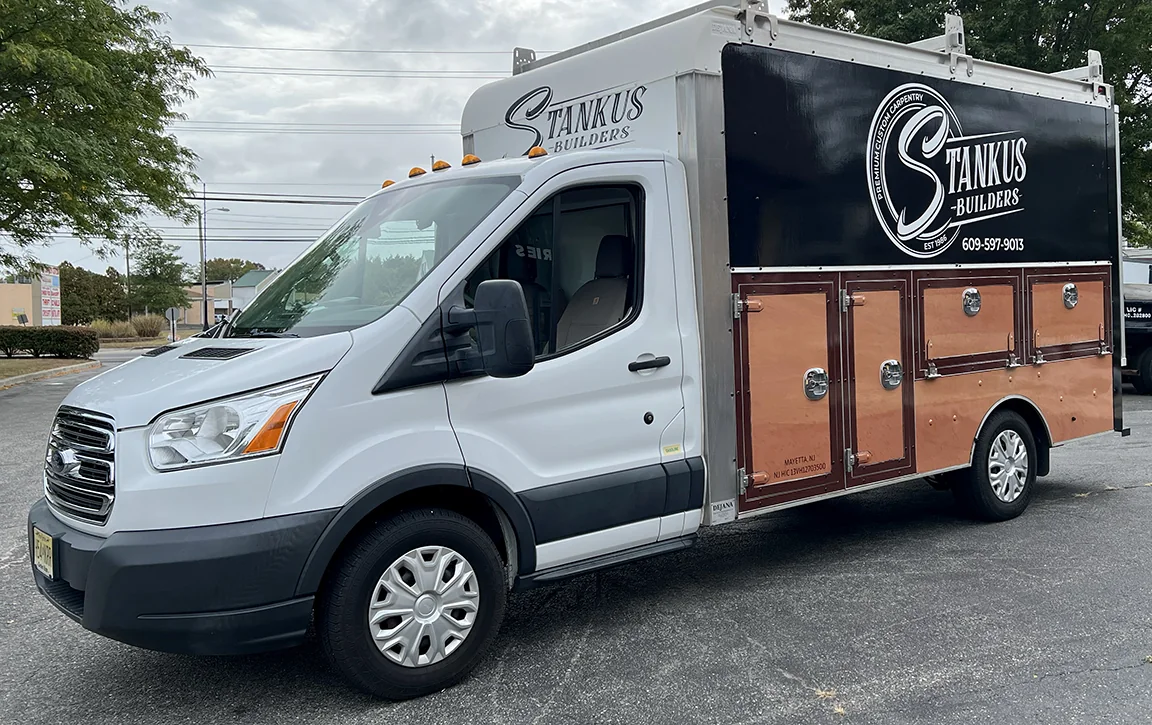 Custom service truck graphics for construction by Typestries Sign & Digital in New Jersey